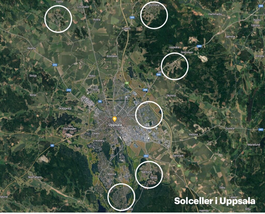 Karta som visar områden med stor efterfrågan i Uppsala