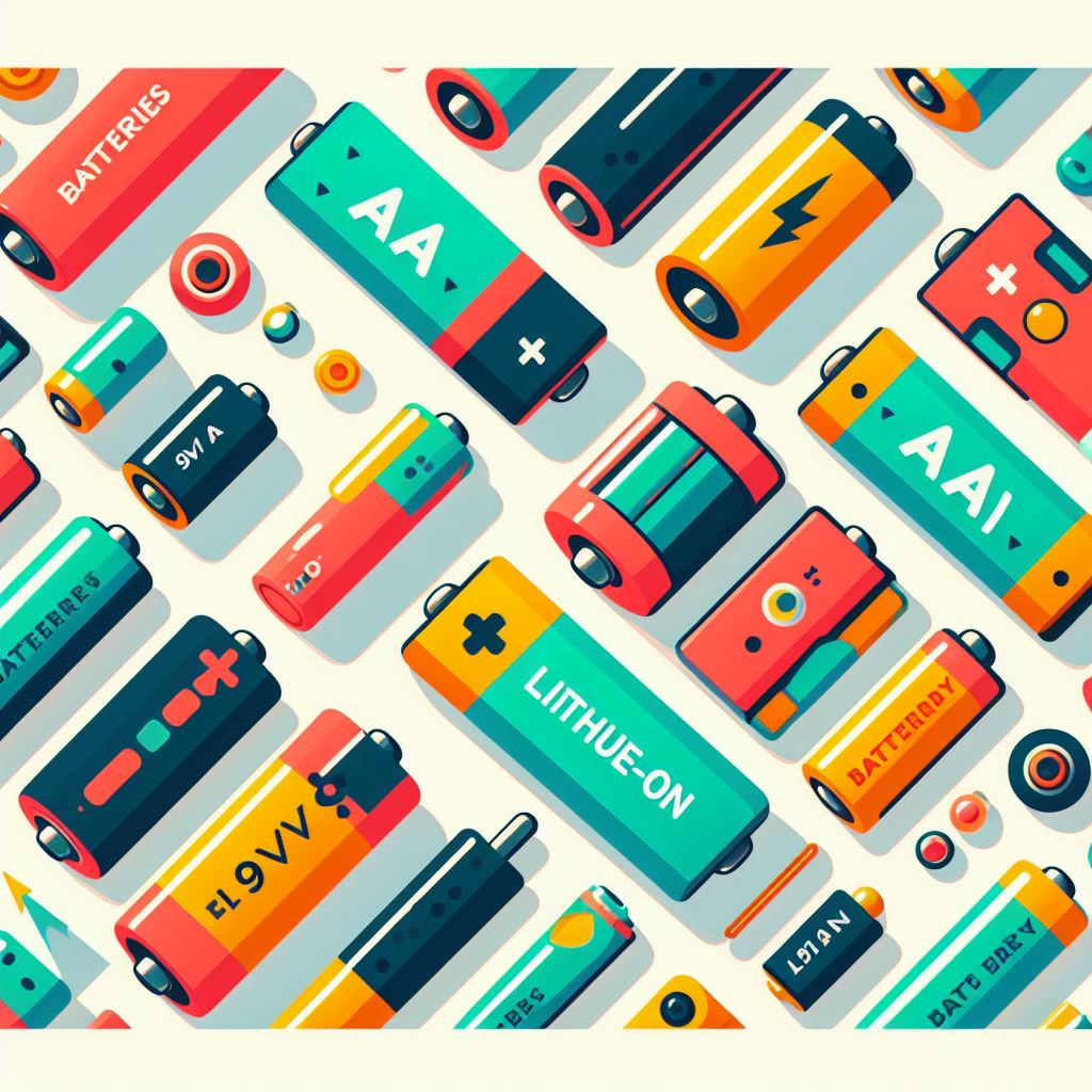 Illustration av olika batterityper